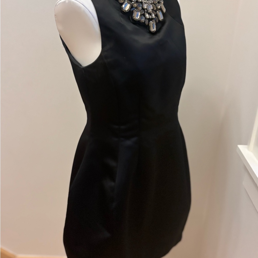 Zara Black Mini Dress with Embellished Neckline - Picture 4 of 6